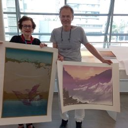 SP - artista plástico Benjamin Rothstein, Ruth Taransantchi, diretora do Museu Judaico SP  e as obras doadas