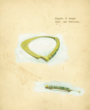 Pulseira e broche, aquarela de Fayga, sem data Pulseira e broche, aquarela de Fayga, sem data