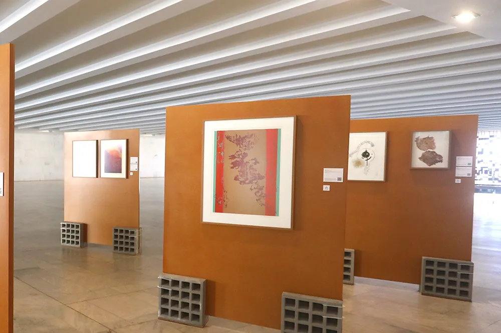 Em primeiro plano, serigrafia de Fayga Ostrower - FUNRAG-MRE